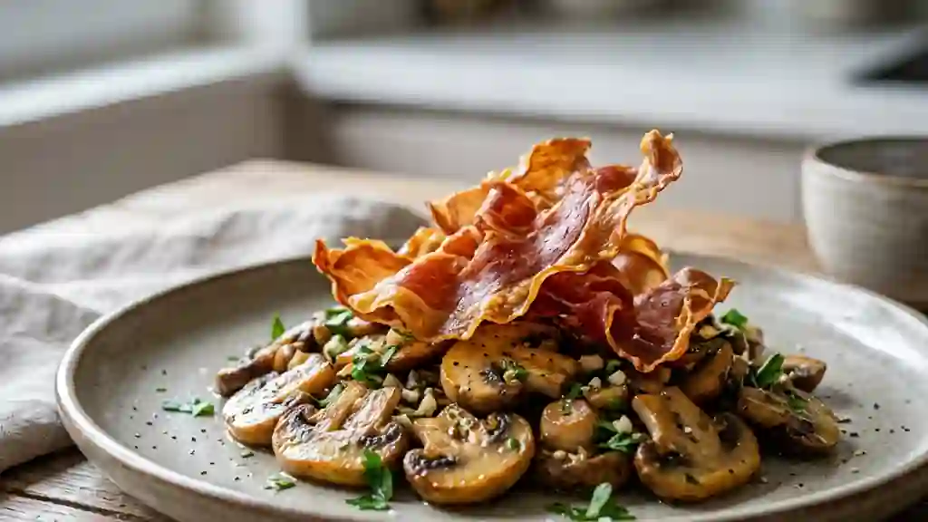 Poêlée de champignons et jambon craquant - Photo de présentation