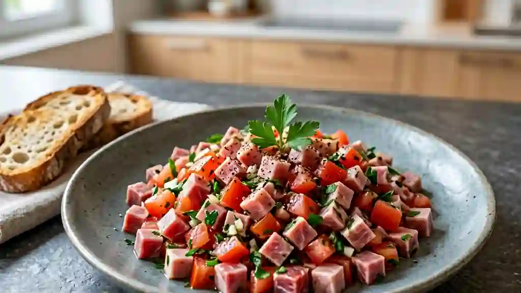 Jambon persillé à la tomate et ail frais - Photo de présentation