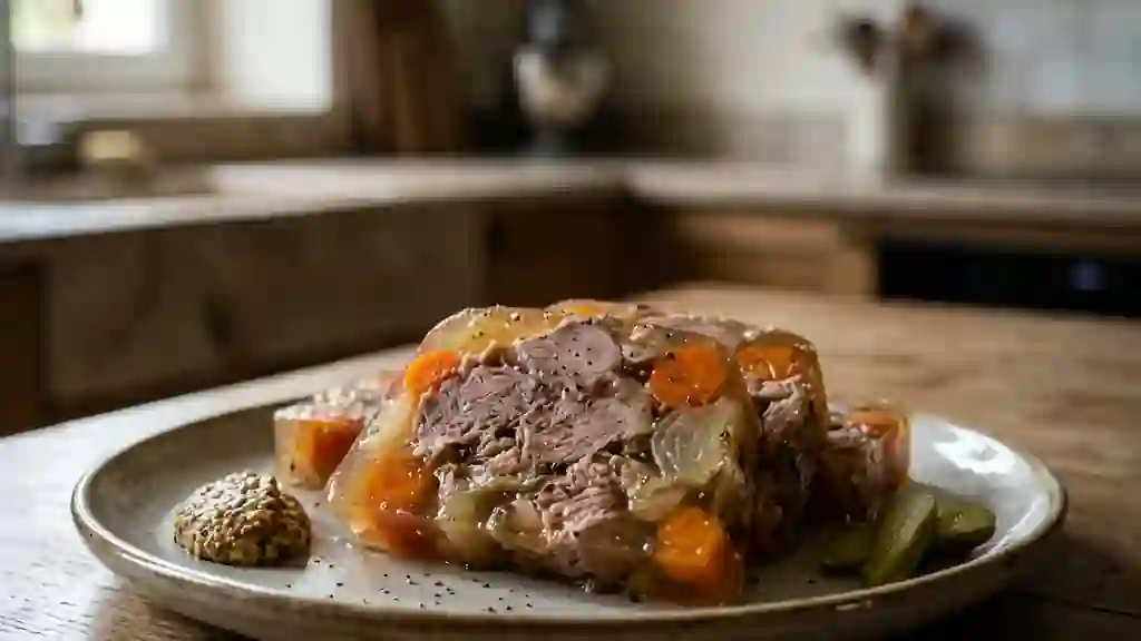 Jarret de porc fondant en gelée limpide - Photo de présentation
