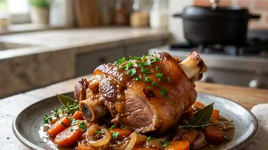 Jarret de porc confit et fondant à la bière - Photo de présentation