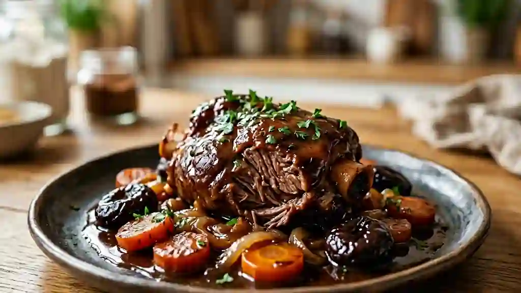 Jarret de veau confit au cidre et pruneaux - Photo de présentation