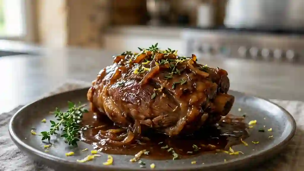 Jarret de veau fondant et acidulé au citron - Photo de présentation
