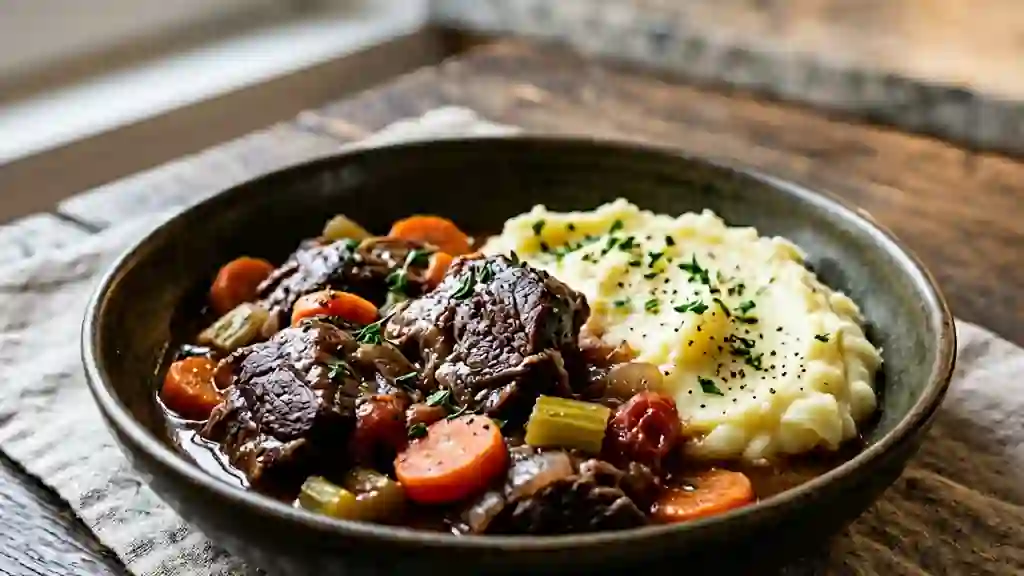 Joue de bœuf fondante braisée au vin rouge - Photo de présentation