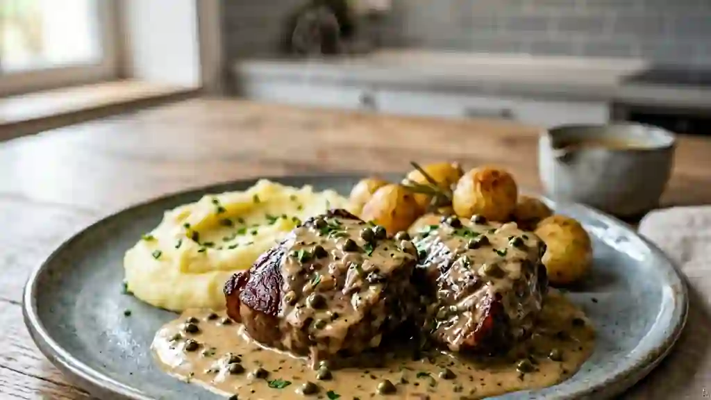 Joue de porc fondante au poivre vert - Photo de présentation