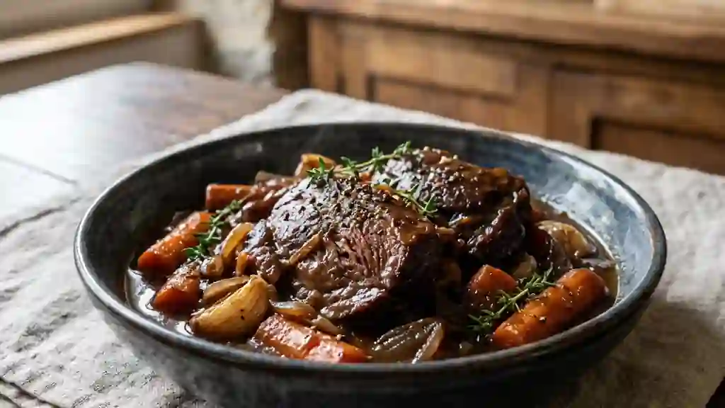 Joues de porc fondantes au vin blanc - Photo de présentation