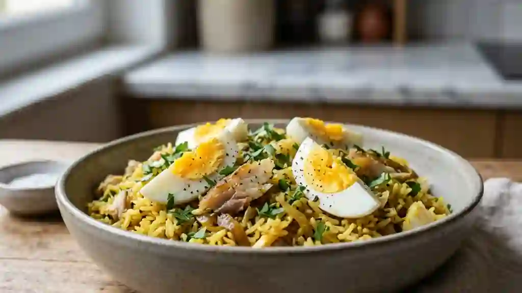 Kedgeree fondant au poisson fumé et curry - Photo de présentation