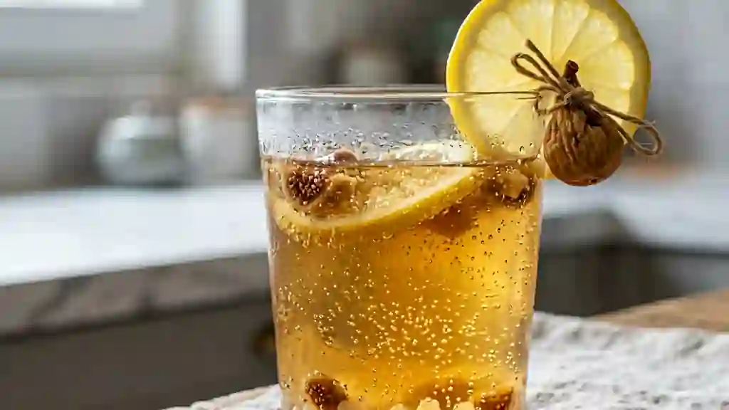 Kéfir d'eau pétillant au citron et figue - Photo de présentation