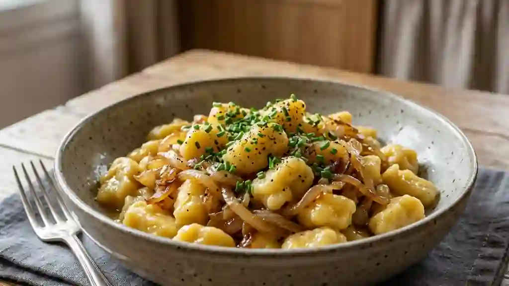 Knepfle fondants au beurre et oignons - Photo de présentation