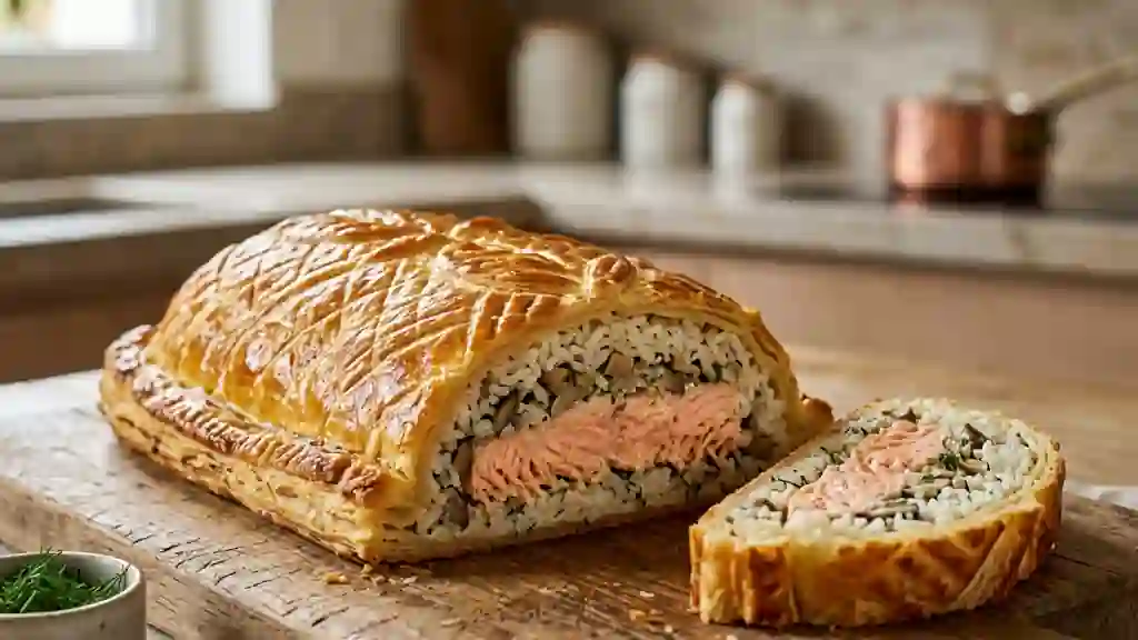 Koulibiak au Saumon : Feuilleté et Fondant - Photo de présentation