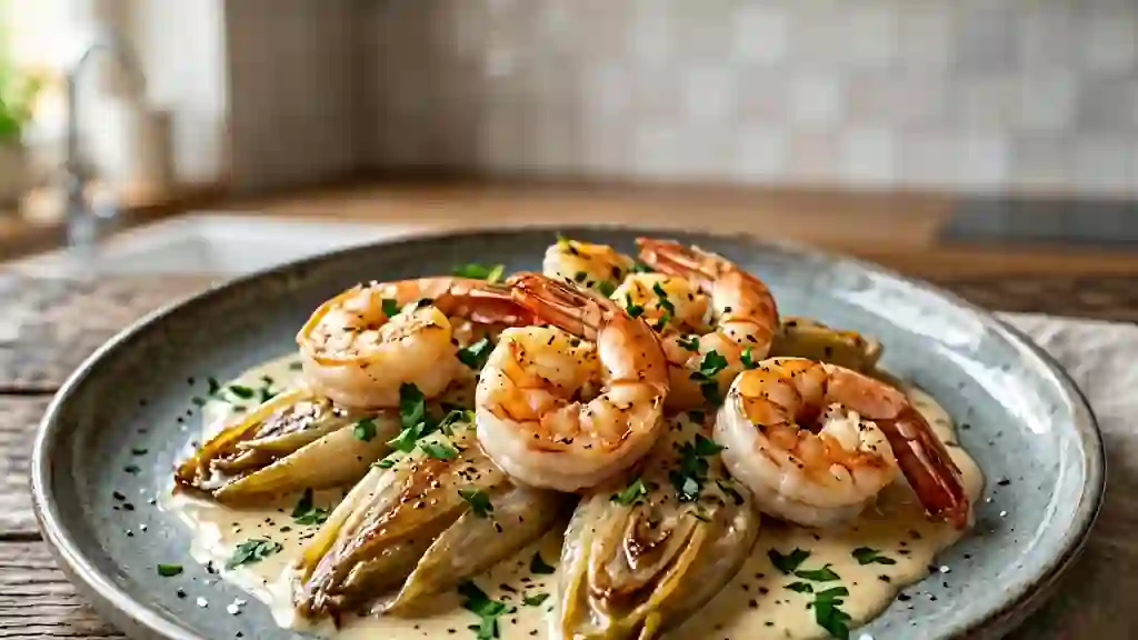 Langoustines nacrées et chicons fondants - Photo de présentation