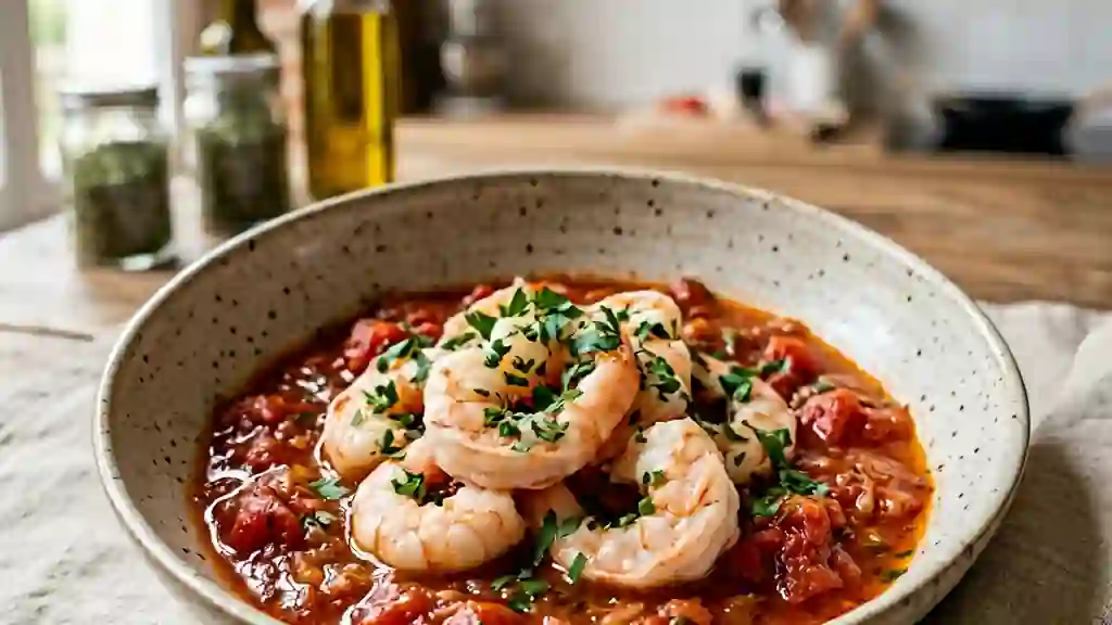 Langoustines charnues à la tomate et à l'ail - Photo de présentation