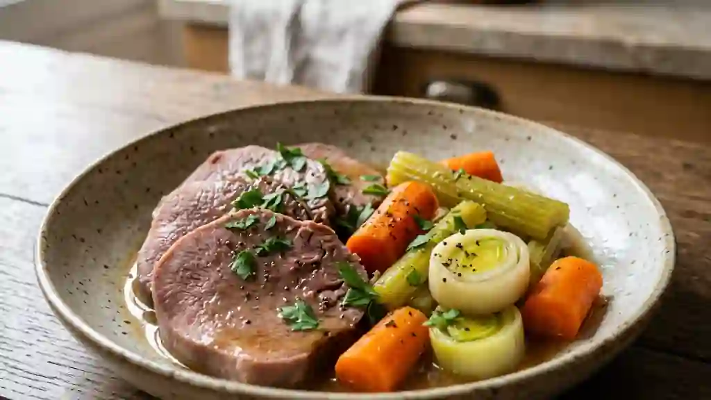 Langue de bœuf fondante au bouillon - Photo de présentation
