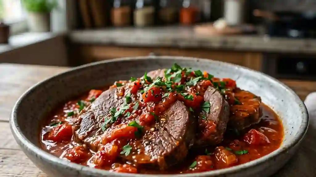 Langue de bœuf fondante et sauce relevée - Photo de présentation