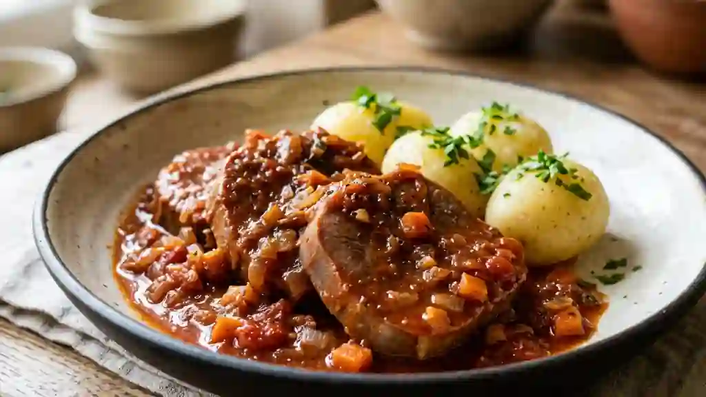 Langue de bœuf fondante sauce tomate - Photo de présentation