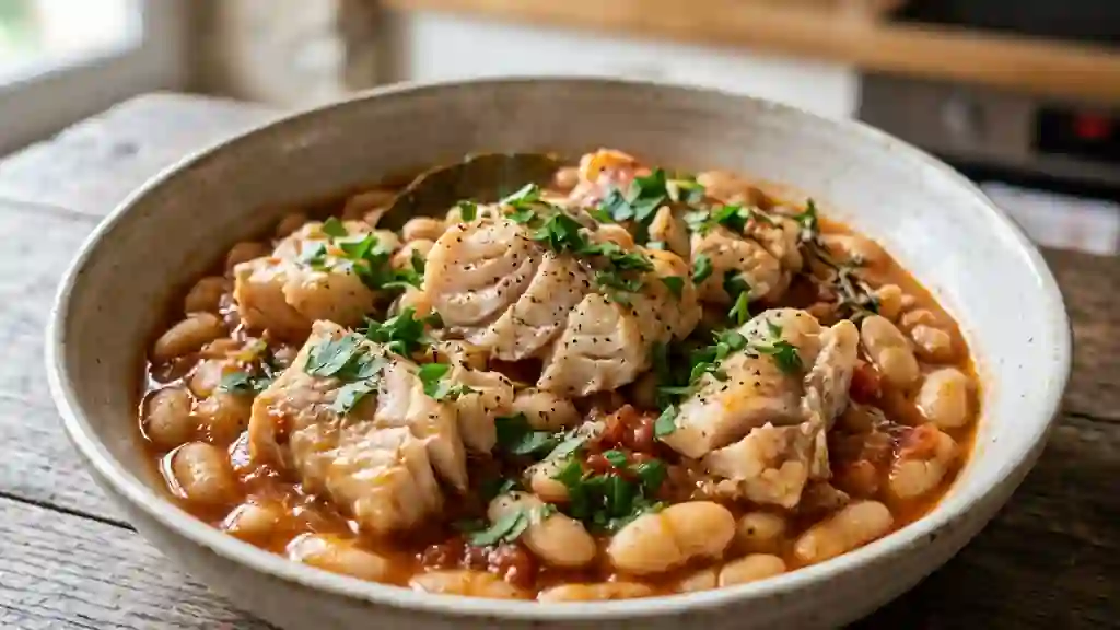 Mijoté de langue de morue et haricots fondants - Photo de présentation