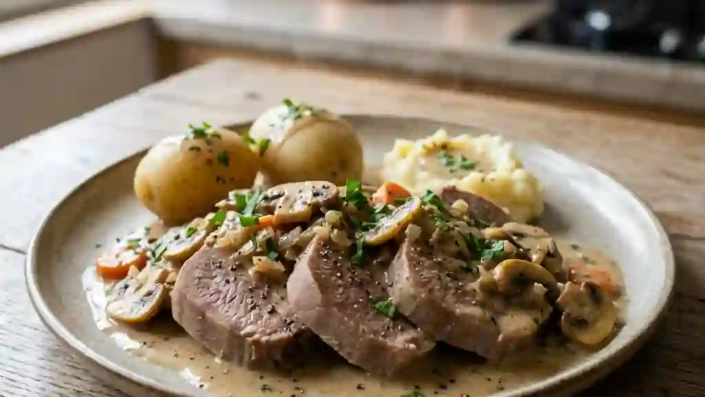 Langue de veau fondante aux champignons - Photo de présentation