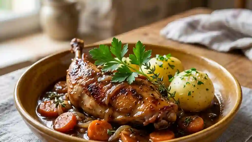 Lapin à la bière brune, fondant et caramélisé - Photo de présentation