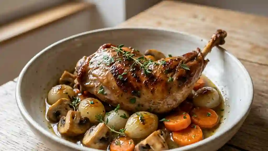 Lapin bonne femme : mijoté fondant aux champignons - Photo de présentation
