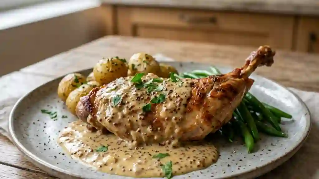 Lapin fondant à la crème de moutarde - Photo de présentation