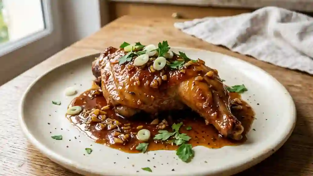 Lapin laqué au caramel et gingembre frais - Photo de présentation