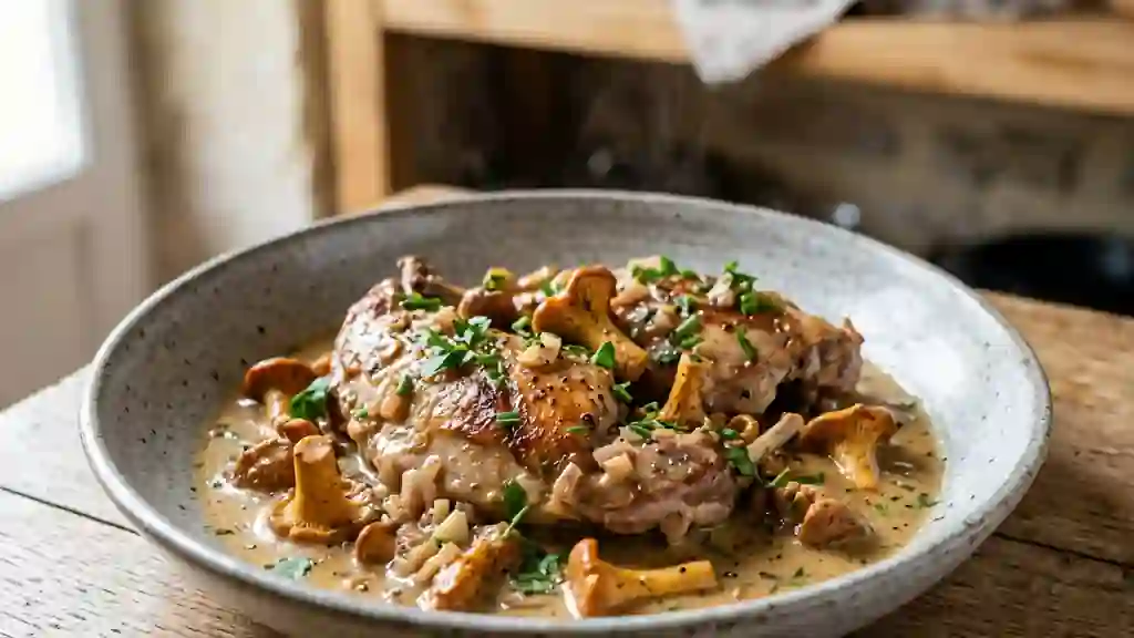 Lapin fondant aux girolles et à l'armagnac - Photo de présentation