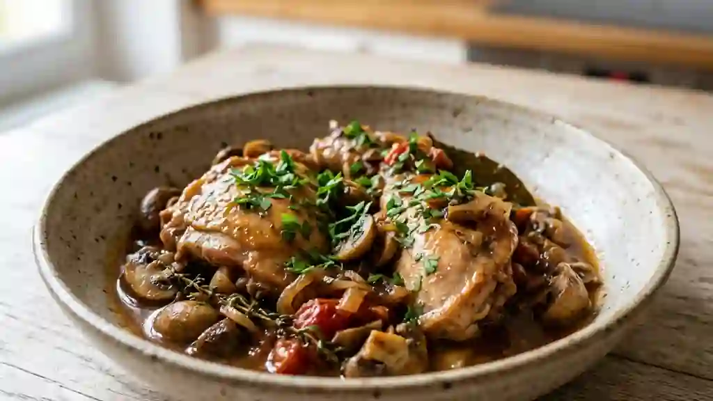 Lapin chasseur fondant aux champignons - Photo de présentation