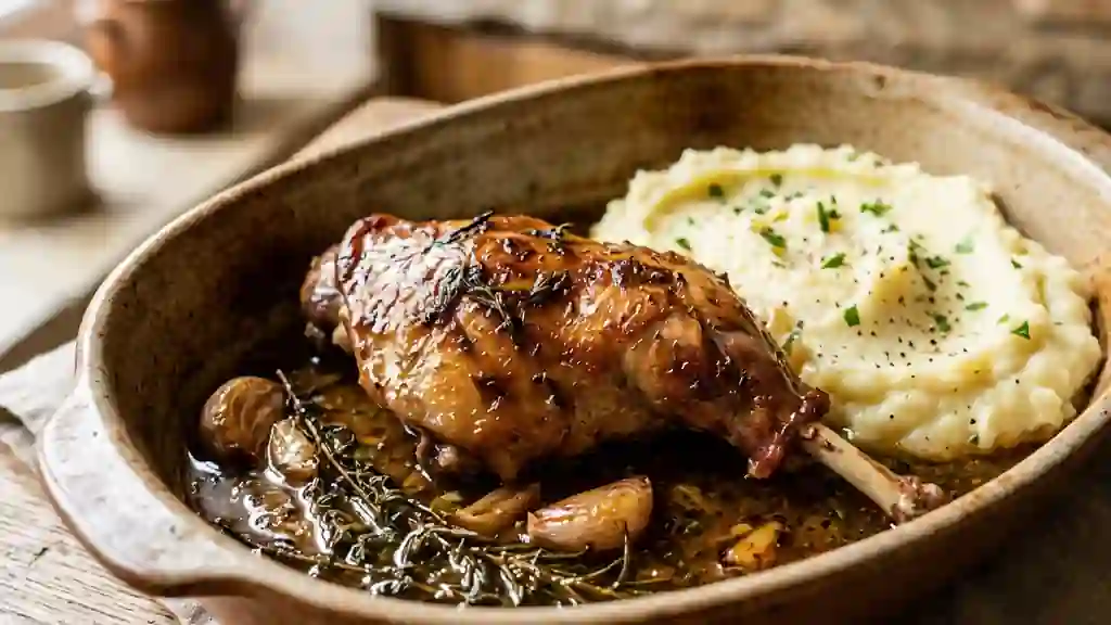 Lapin Confit à l'Ail et Romarin Fondant - Photo de présentation