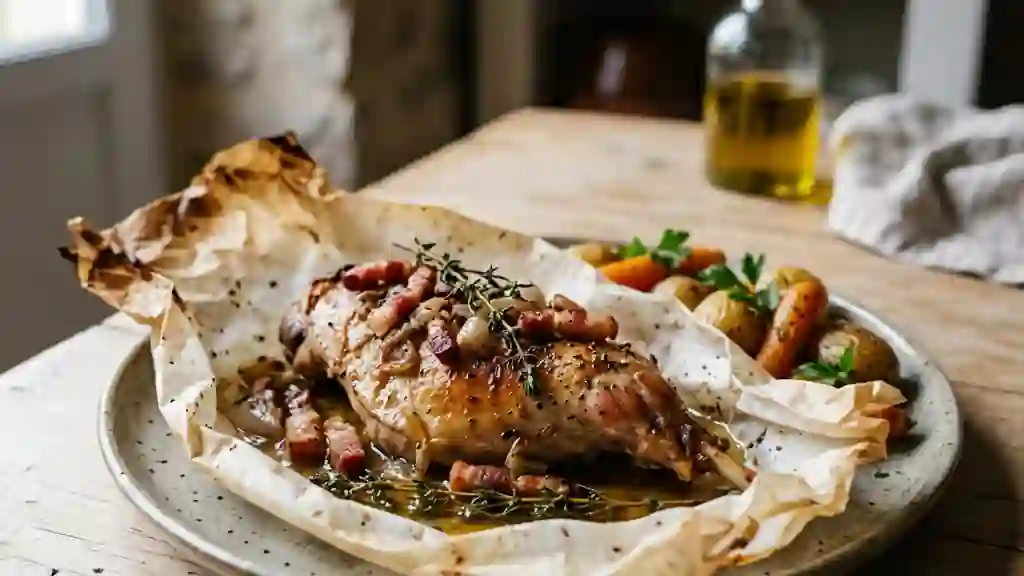 Lapin fondant au pastis et lardons fumés - Photo de présentation