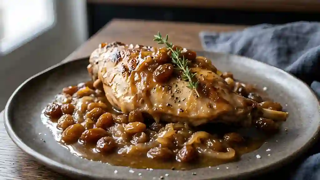 Lapin fondant aux raisins et vin blanc - Photo de présentation