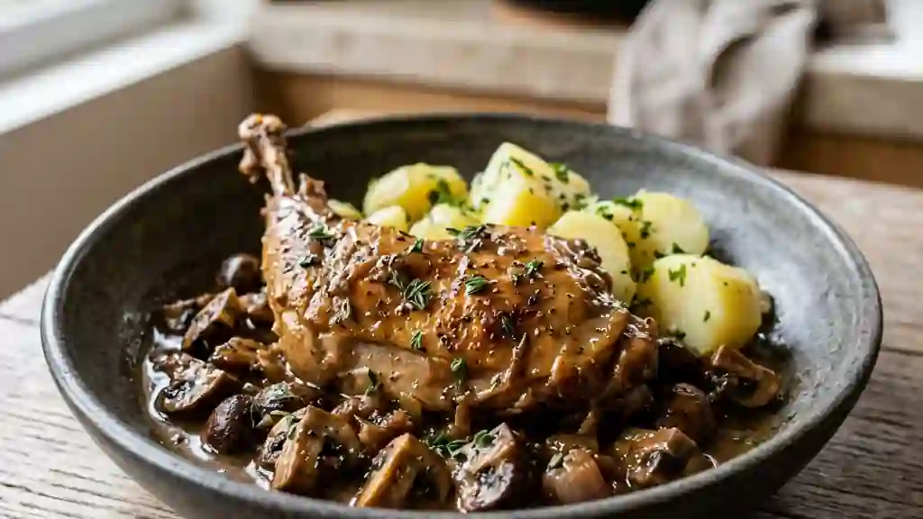 Lapin forestier fondant et ses champignons - Photo de présentation