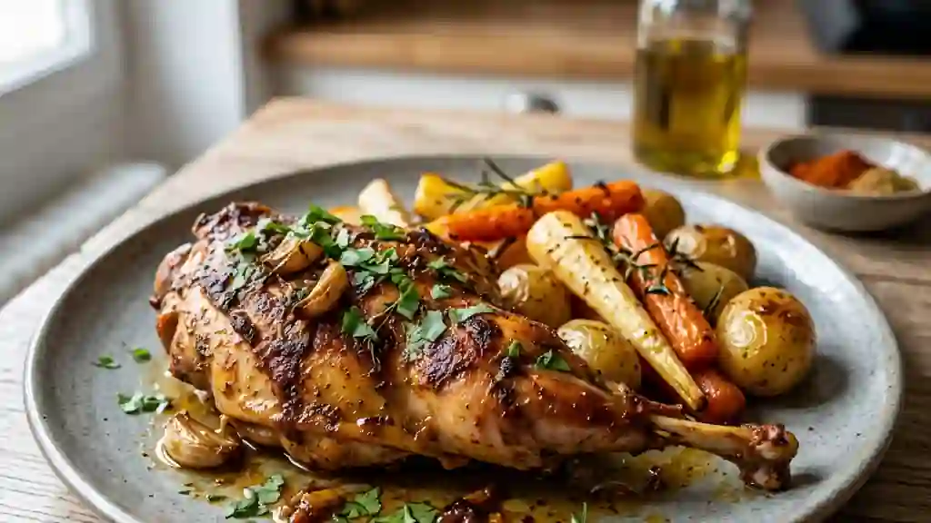 Lapin rôti aux épices douces et ail - Photo de présentation