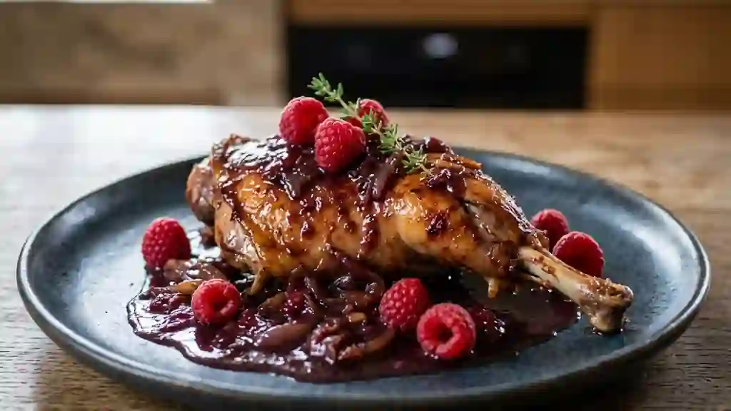 Lapin fondant à la Lambic et Framboises - Photo de présentation
