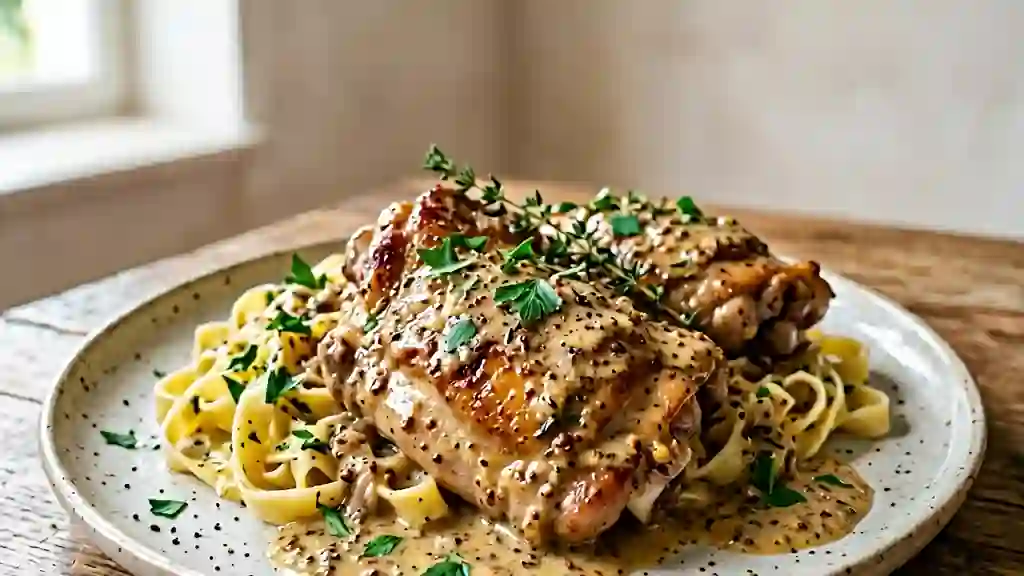 Lapin à la moutarde crème et vin blanc - Photo de présentation