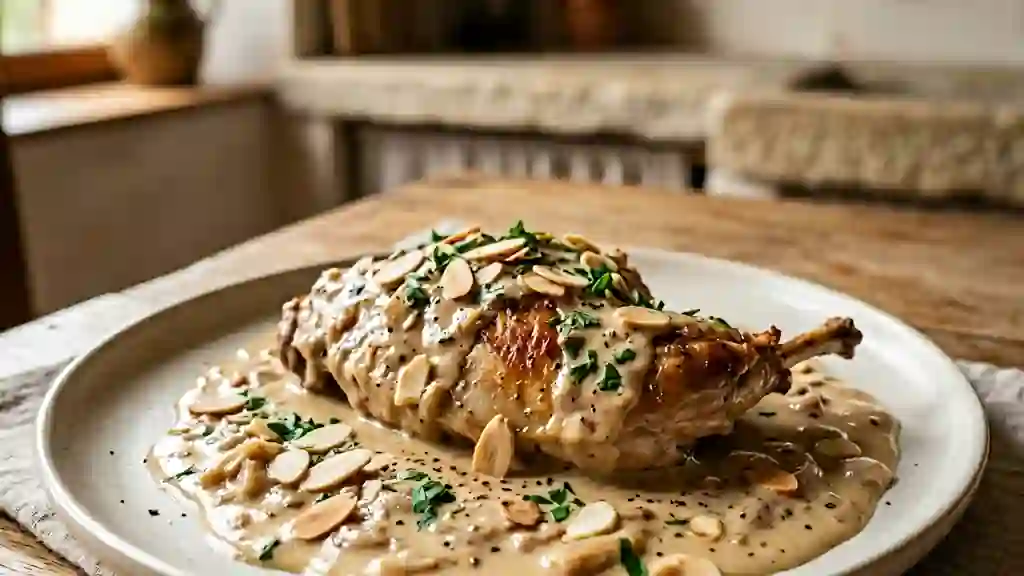Lapin fondant et sa crème d'amandes croquantes - Photo de présentation
