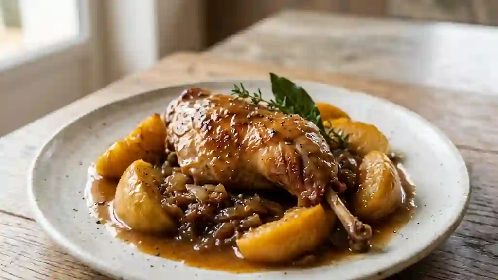 Lapin fondant au cidre et pommes acidulées - Photo de présentation