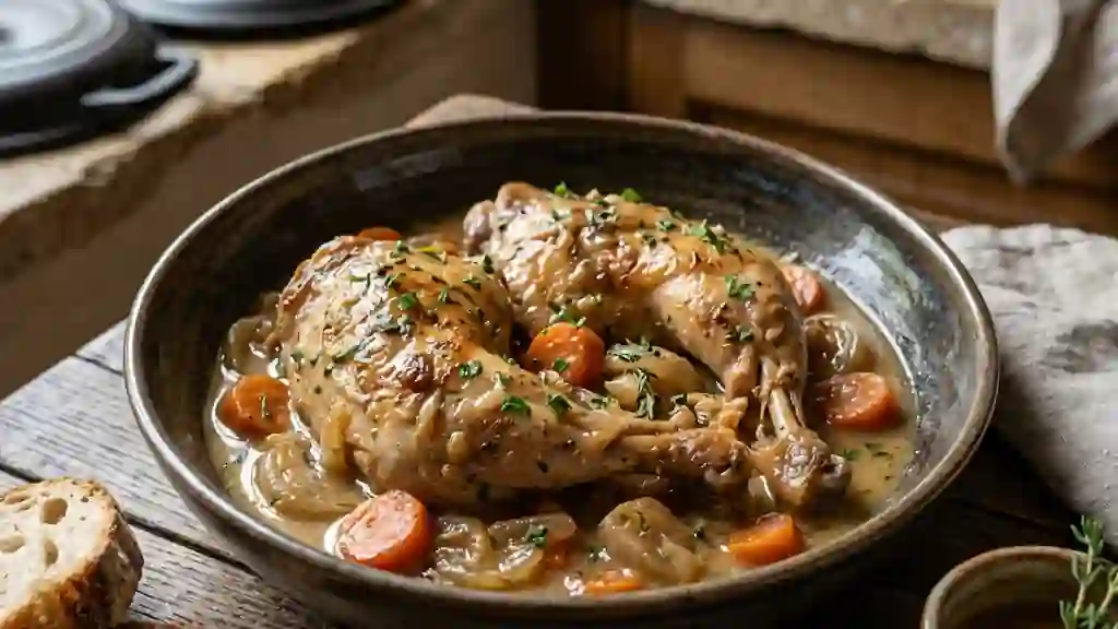 Lapin fondant au vin blanc et aromates - Photo de présentation