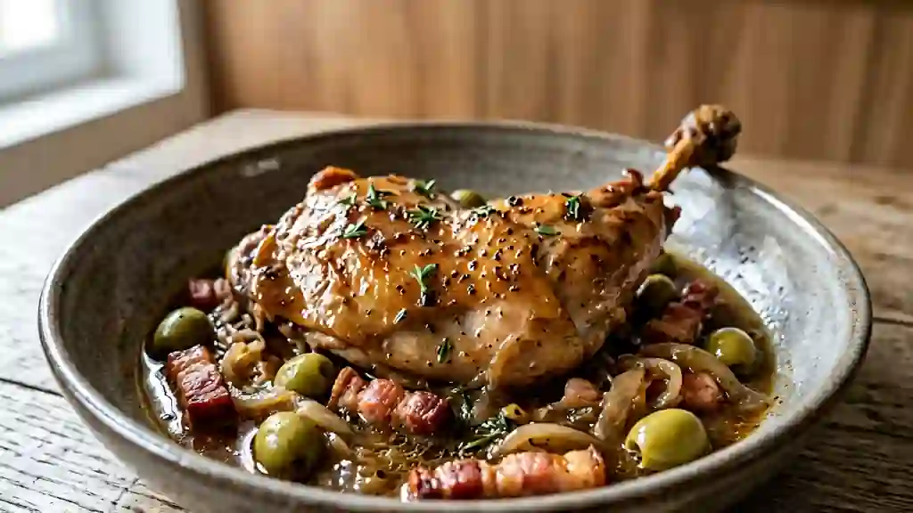 Lapin fondant aux lardons et olives - Photo de présentation