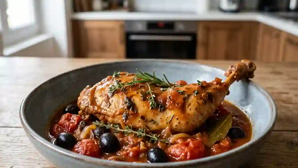 Lapin mijoté aux olives noires et tomate - Photo de présentation