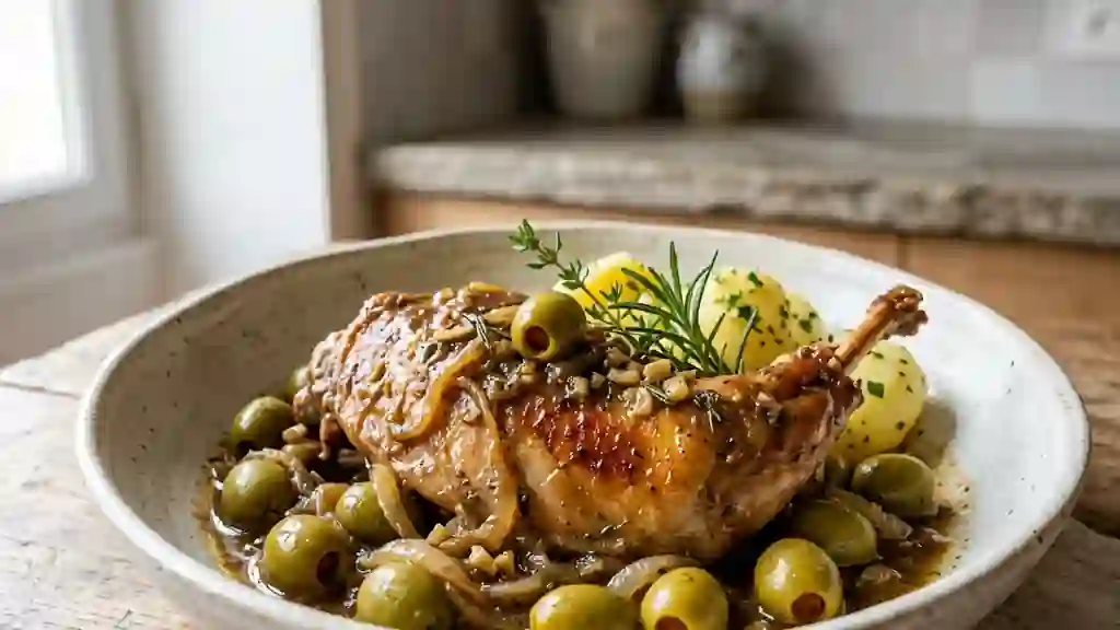 Lapin fondant aux olives et aromates - Photo de présentation