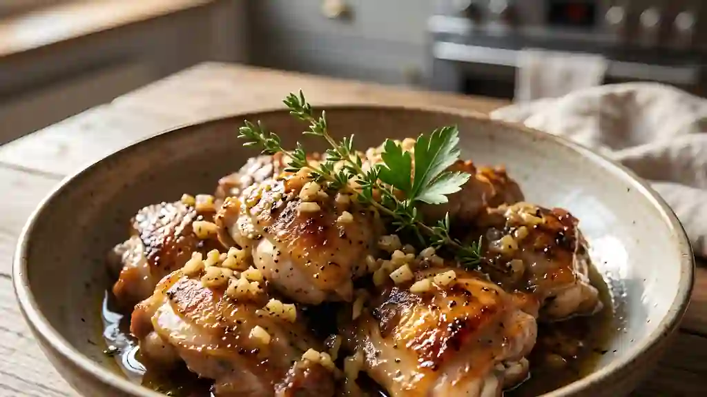 Lapin sauté à l'ail, parfumé - Photo de présentation