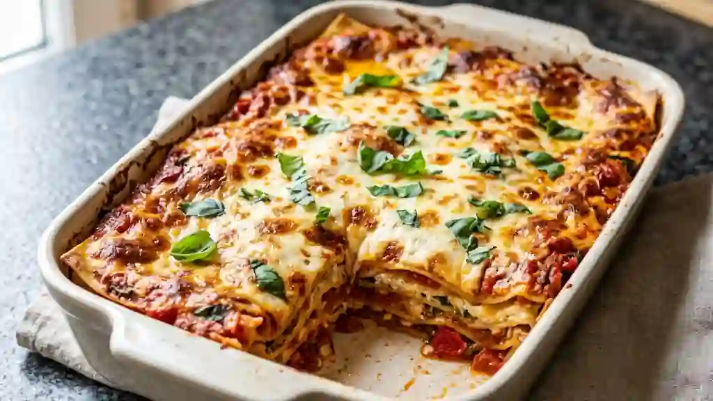 Lasagnes fondantes tomate, basilic et ricotta - Photo de présentation
