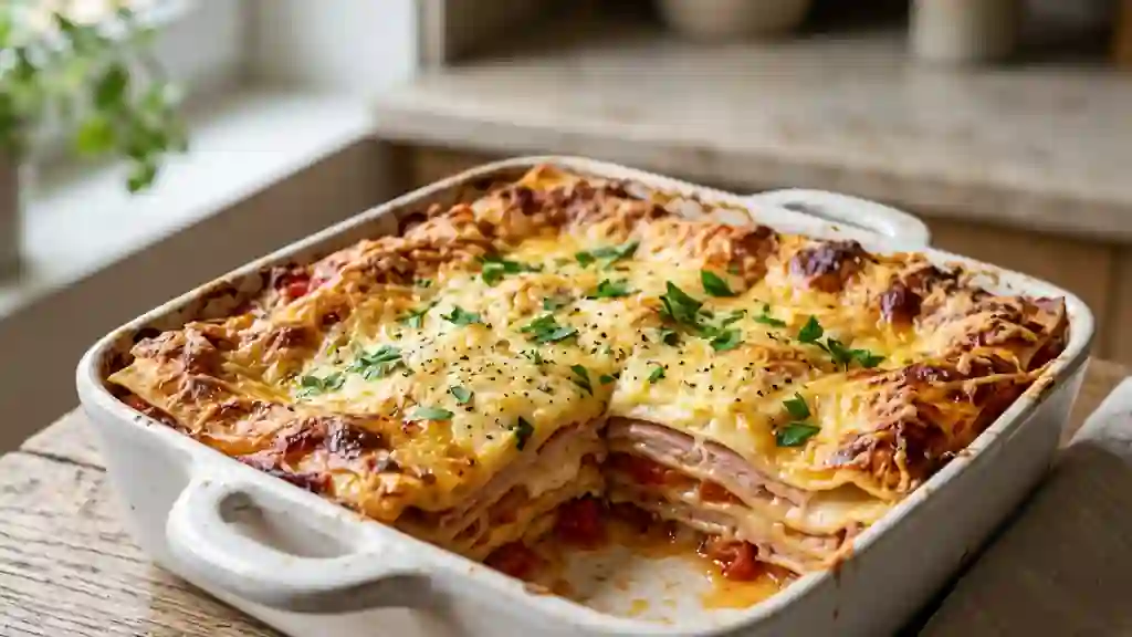 Lasagnes fondantes au jambon et tomates - Photo de présentation