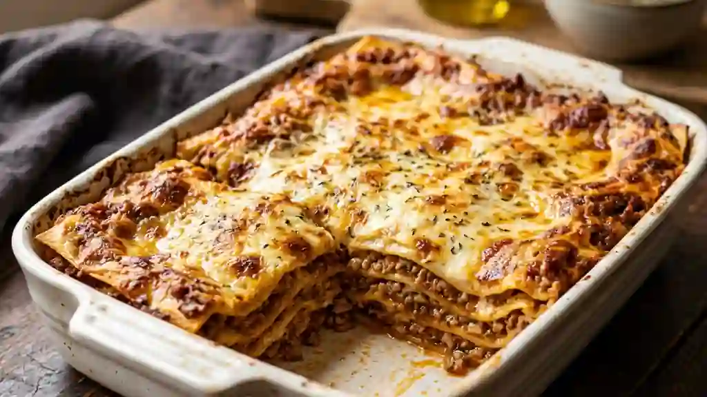 Lasagnes bolognaise fondantes et gratinées - Photo de présentation