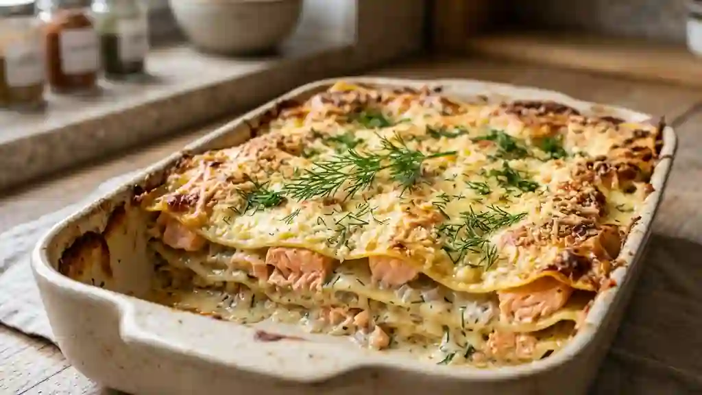 Lasagnes crémeuses au saumon et aneth - Photo de présentation
