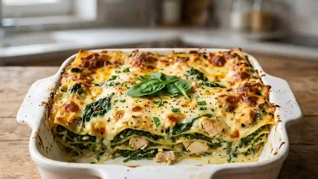 Lasagnes crémeuses poulet, épinards et ricotta - Photo de présentation
