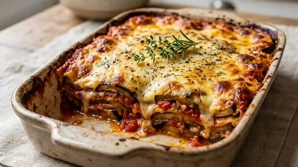 Lasagnes d'aubergines fondantes et tomate - Photo de présentation