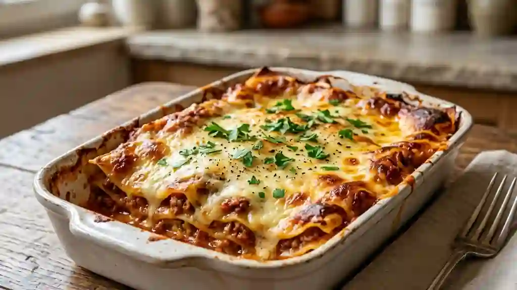 Lasagnes gratinées au bœuf et béchamel onctueuse - Photo de présentation