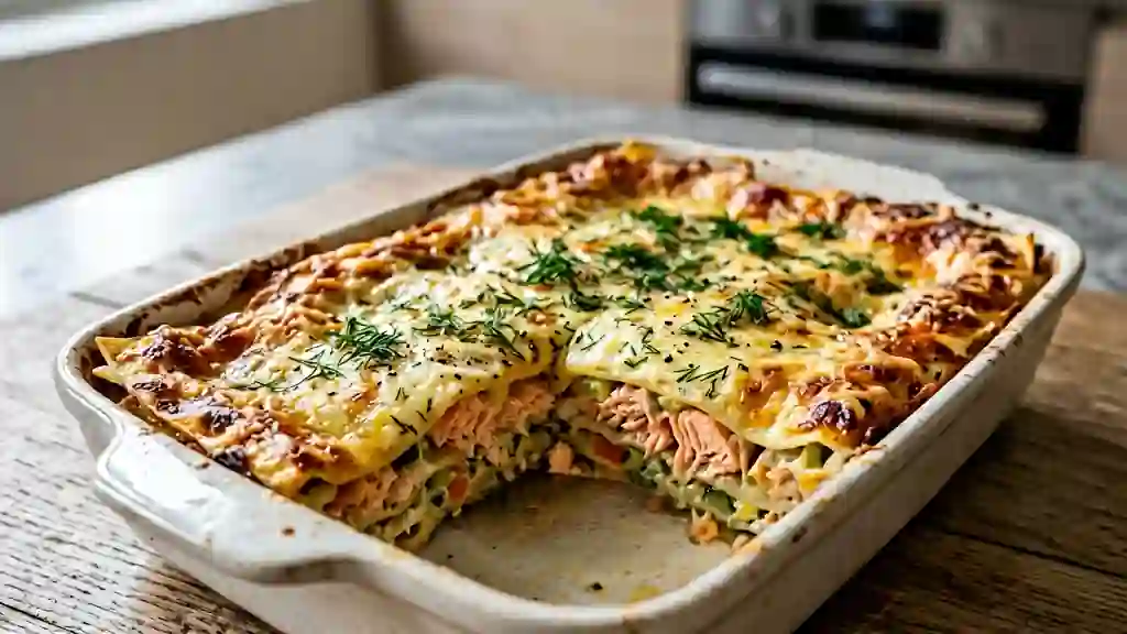 Lasagnes saumon-poireaux crémeuses et gratinées - Photo de présentation