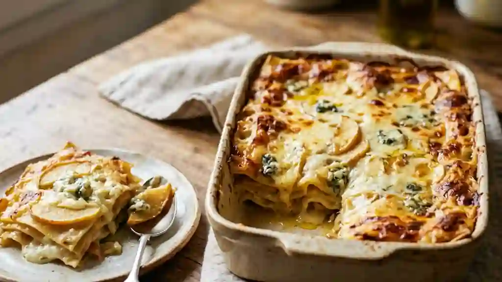 Lasagnes fondantes aux pommes et bleu des causses - Photo de présentation