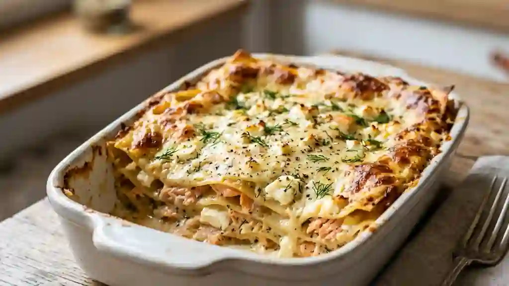 Lasagnes saumon fumé et feta fondantes - Photo de présentation